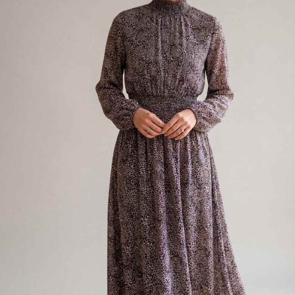 Fourteenth Place brown leopard print midi dress